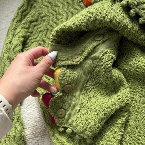 Rare Design Options Philip & Jane Gordon Green Veggie Garden Cardigan Sweater L - Picture 11 of 14